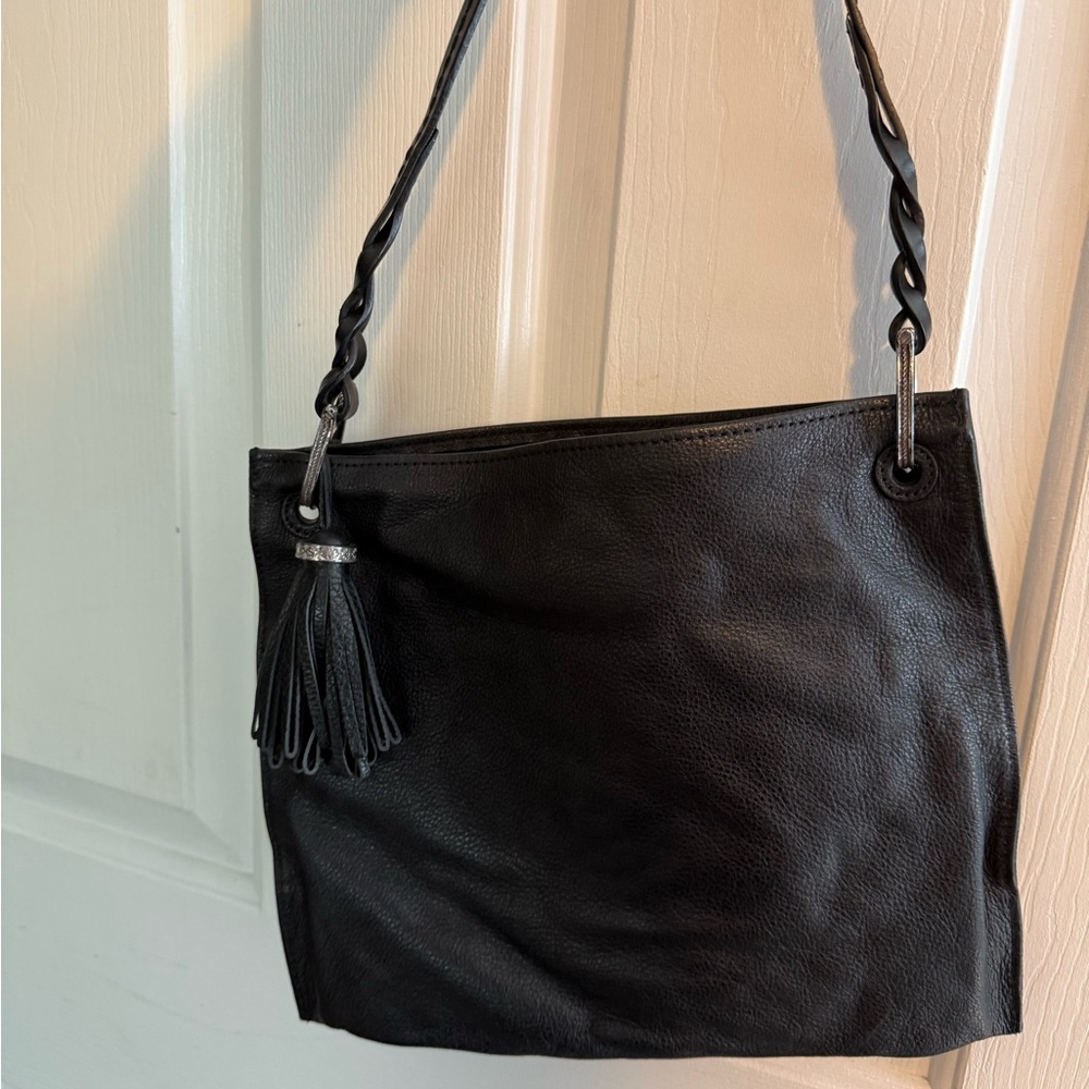 Brighton Black Embossed Shoulder Bag with Silver Hardware - Picture 2 of 4